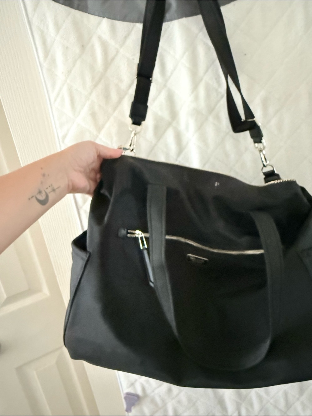 Kate Spade New York Black Nylon Large Tote Travel Bag Crossbody